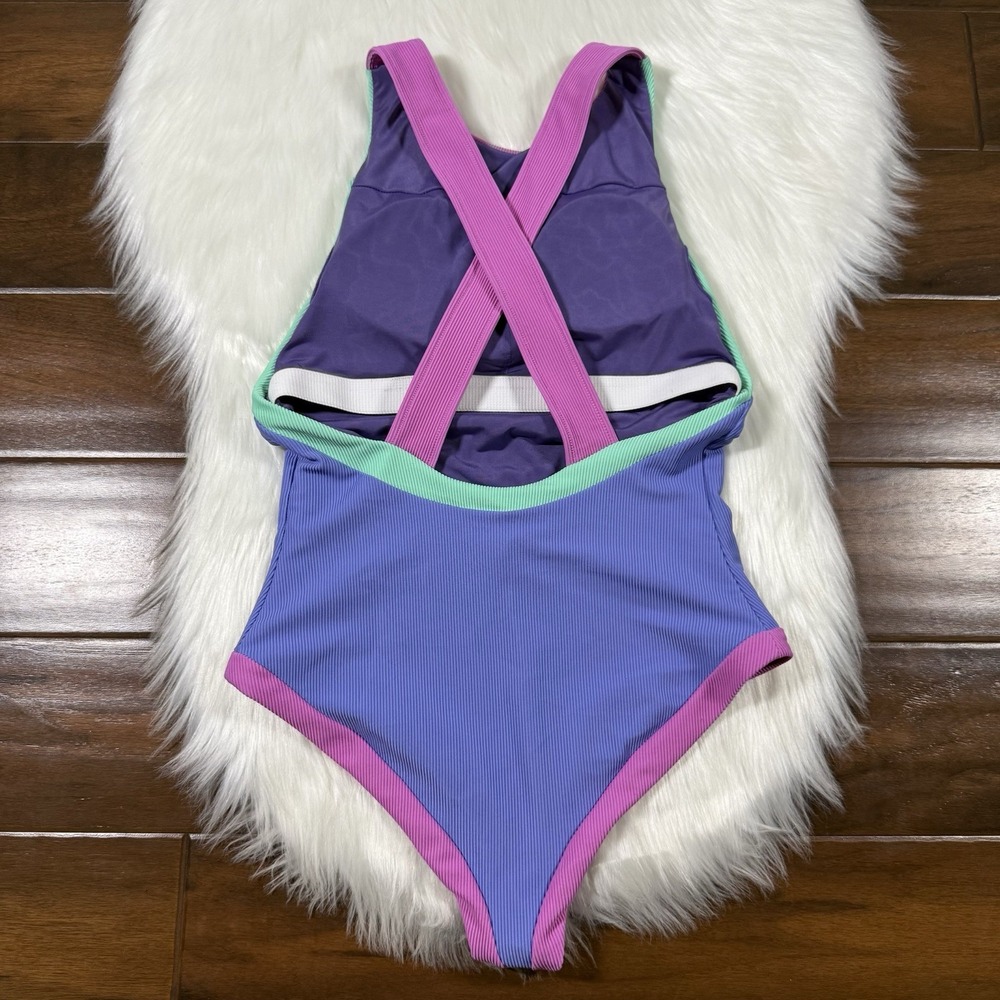 Beach Riot Size XS High Tide Color‎ Block Ribbed Steph One Piece Swimsuit - Picture 7 of 11